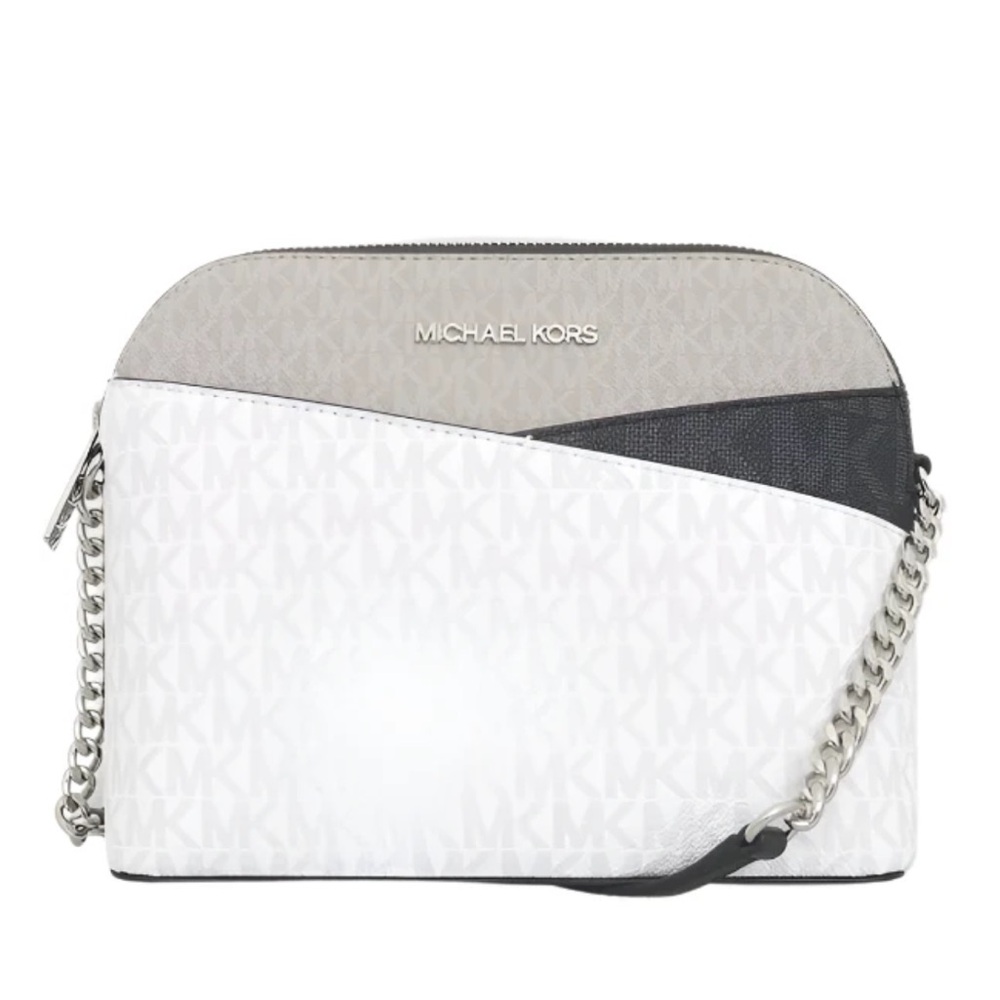 Michael Kors Jet Set Optic White and Gray Crossbody Bag